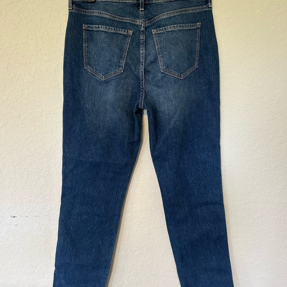 Old Navy Dark Blue Straight Jeans, Vintage Slim Smooth Pockets Size 8 Tall - Picture 4 of 7